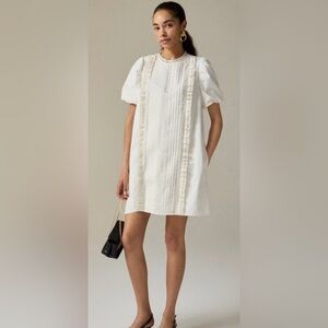 J CREW lace trim pintuck dress